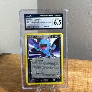 Vtg Pokemon TCG 2004 Ex Team Rocket Returns 47/119 Graded CGC Slab 6.5 Wobbuffet